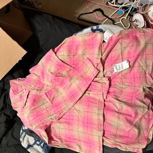 Pink Plaid Button-Up Shirt
